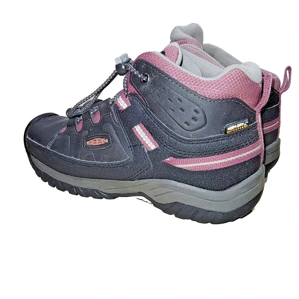 KEEN Targhee Mid Waterproof Hiking‎ Boots Kids Youth Size 3 EU 35 Brown Pink